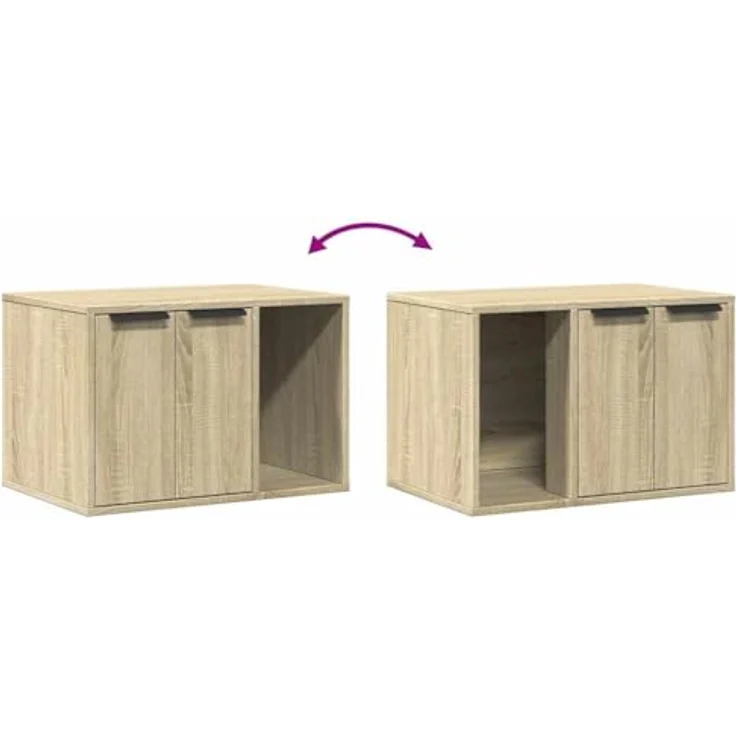vidaXL Katzentoilette Sonoma Eiche 60x40x40 cm Holzwerkstoff, Cat Litter Box mit verstecktem Design und vielseitiger Nutzungsfunktion – Bild 5