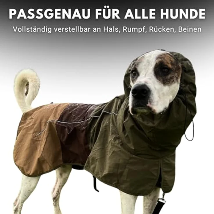 Spark Paws Hunderegenmantel, wasserdichte winddichte Regenjacke, reflektierend, atmungsaktiv, vollständige Abdeckung, für Hunde bis 4XL - Green Brown Tan – Bild 5