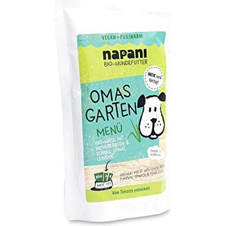 napani Omas Garten Veganes Hundefutter nass, Bio mit Hirse & Kichererbsen, purinarm & schonend gegart, 150g – Bild 1