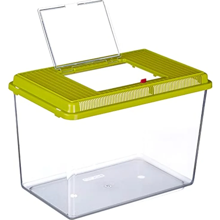 Ferplast GEO Maxi Tank, Aquarium aus robustem Kunststoff mit 21 L Fassungsvermögen, 41,3 x 26 x 29,8 cm, grün, mit Lüftungsgitter und abnehmbarem Deckel für Kleintiere, Fische und Insekten – Bild 3