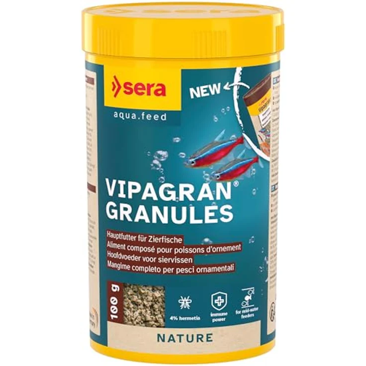 sera Vipagran Granules 250 ml, Hauptfutter für Zierfische in der mittleren Wasserzone, formstabiles Softgranulat, fördert gesundes Wachstum und Entwicklung