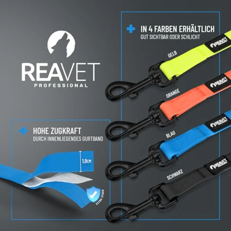ReaVET Schleppleine für Hunde 10 Meter, robuste & wasserfeste Übungsleine mit Griff, Trainingsleine für große & kleine Hunde, Blau – Bild 4