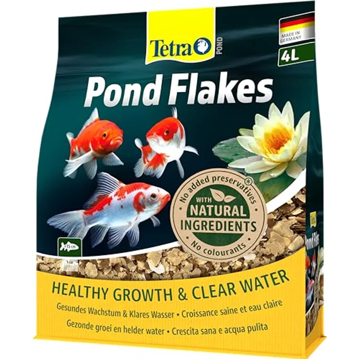 Tetra Pond Flakes 4 l, biologisch ausgewogenes Fischfutter für Teichfische, fördert Wachstum und Wasserqualität – Bild 8