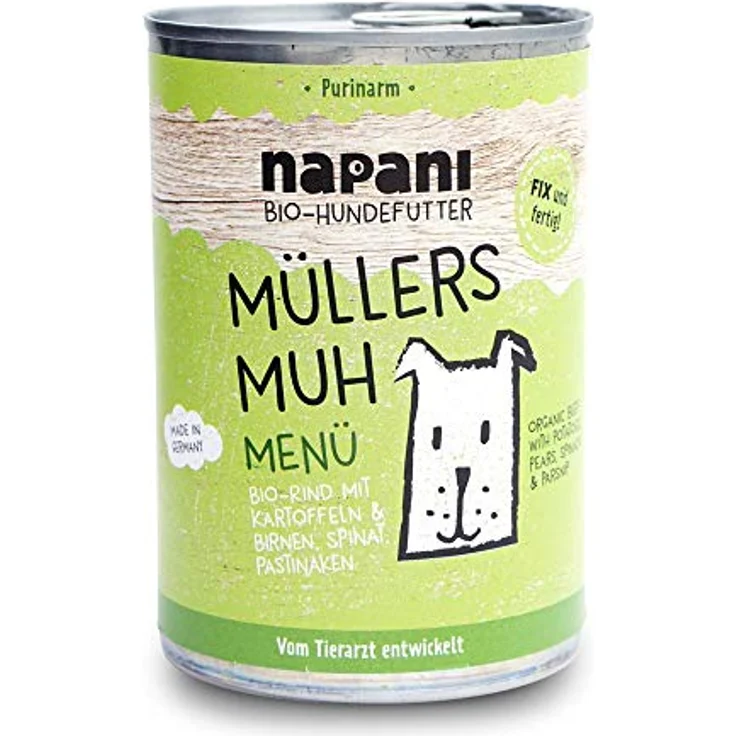 napani Müllers MUH Bio Hundefutter, purinarmes Nassfutter mit Rind & Kartoffeln, 400g Dosenfutter aus Bayern – Bild 1