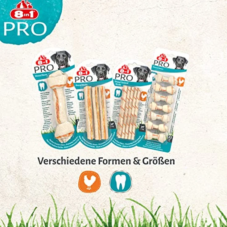 8in1 Delights Pro Dental Sticks, Hundefutter mit Hähnchen und Rinderhaut, zahnreinigend, 3 Stück à 75 g – Bild 8