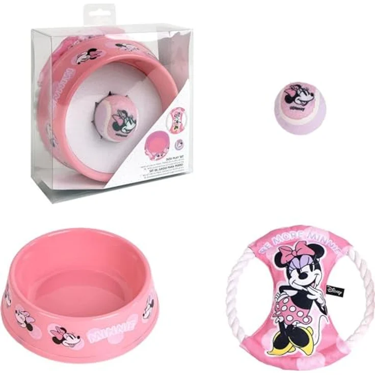 Disney Minnie Mouse Futternapf Hunde-Set – 3-teilig mit Napf, Spielzeug & Ball, pink – Bild 2