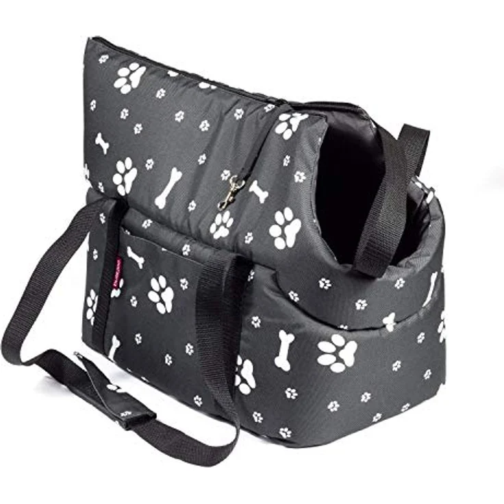 BOUTIQUE ZOO Hundetasche Schwarz, L für kleine und mittlere Hunde bis 15 kg, mit abnehmbarem Kissen und Sicherheitsgurt – Bild 3