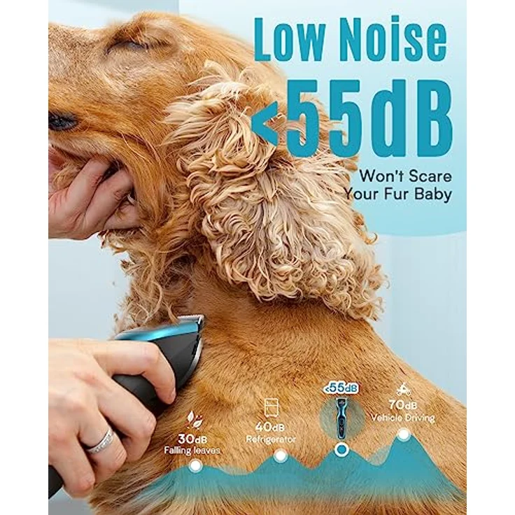 oneisall Leise Hundeschermaschine, Profi Schermaschine für Hunde und Katzen, 7000RPM Motor, geräuscharm <55dB, lange/dicke/verfilzte Haarpflege – Bild 5