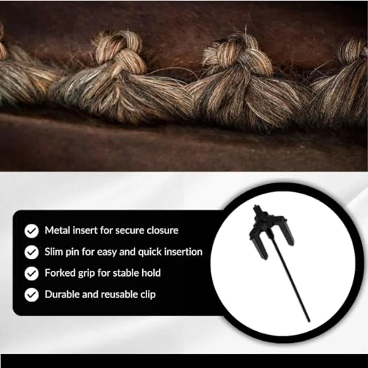Quick Knot® Deluxe Mähnenklammer, wiederverwendbares Flechtwerkzeug für Pferde und Ponys, Weiß, XL – Bild 2