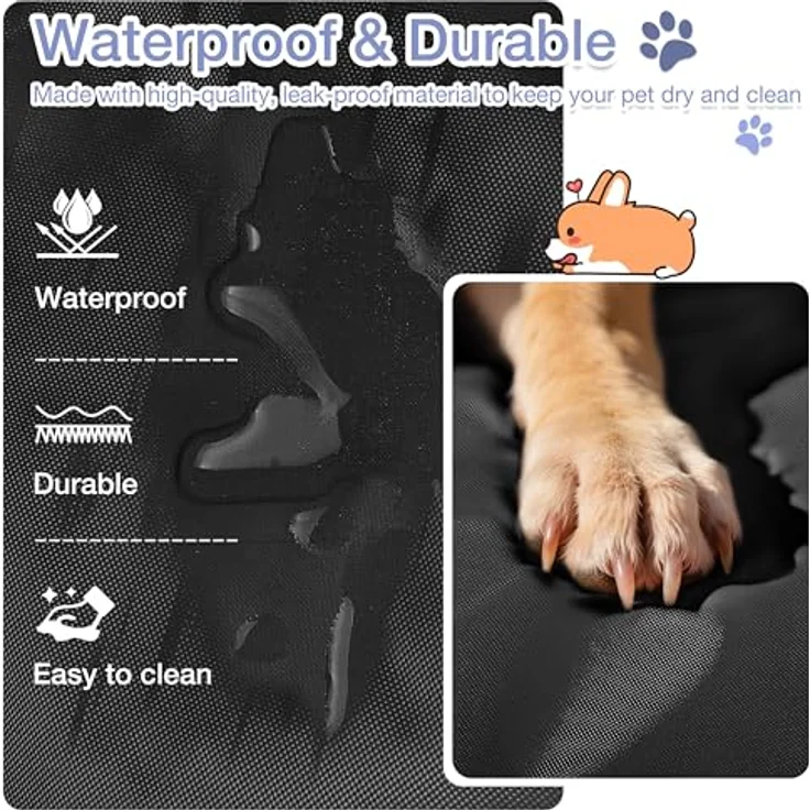 Pawsse Wasserdicht Hundedecke 80 x 60cm, Faltbare Outdoor Hundematte Waschbar für Auto und Camping, Schwarz – Bild 2