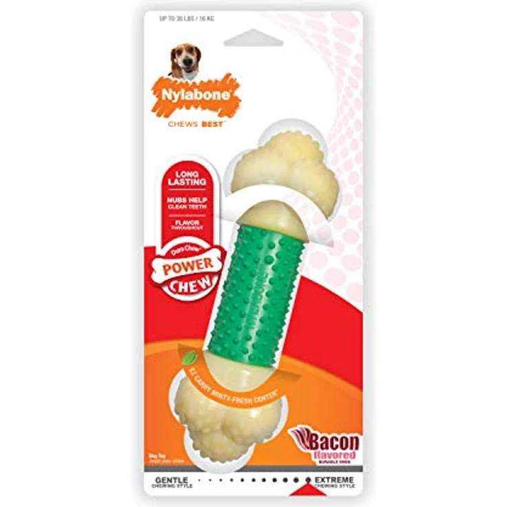 Nylabone Extreme Chew Double Action Chew Bacon, Kauspielzeug für Hunde, Größe M mit Zahnpflegefunktion – Bild 1