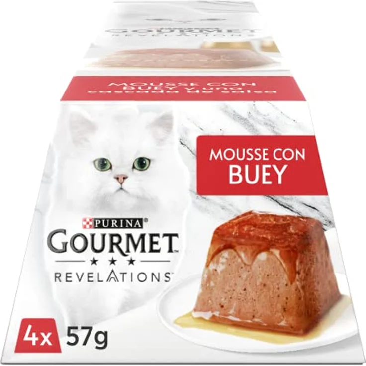 Gourmet Purina Revelations Mousse mit Sauce, Nassfutter für Ochsenkatzen, 6 Packungen mit 4 Pyramiden à 57 g, 100 % ausgewogenes Futter, hochwertige Zutaten – Bild 2