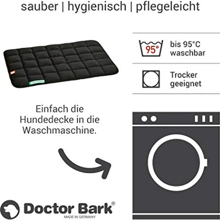 Doctor Bark Hundedecke – weiche, hochwertige Liegedecke für kleine Hunde/Welpen, waschbar bis 95 °C, 65x50 cm, Schwarz – Bild 4