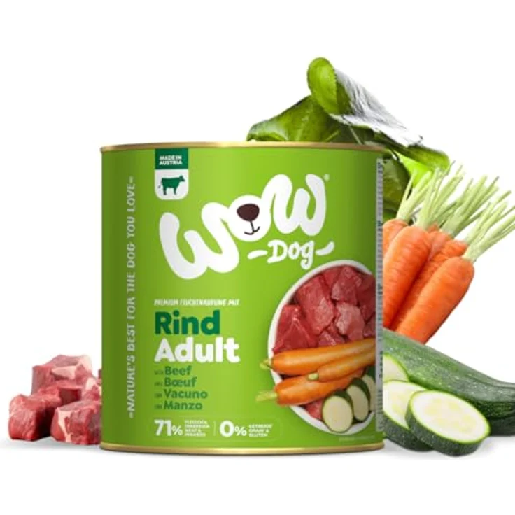 WOW Adult 6 x 800 g Hundefutter, Rind & weitere Fleischsorten, ohne Getreide, ausgewogene Ernährung für erwachsene Hunde – Bild 1