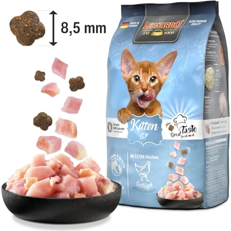 LEONARDO Kitten GF, Trockenfutter für Katzen, 1,8kg, mit frischem Geflügel und Makrele, leicht verdaulich, getreidefrei, Alleinfutter, Made in Germany – Bild 3