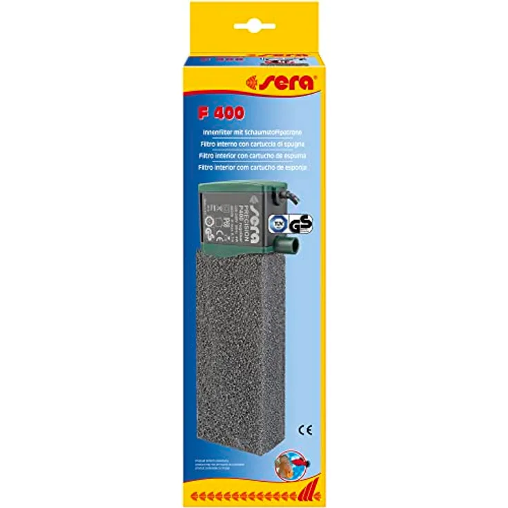 sera 6821 Innenfilter F 400, regelbar mit Feinschwämmen, 400 l/h bei 5 W, TÜV, GS, CE