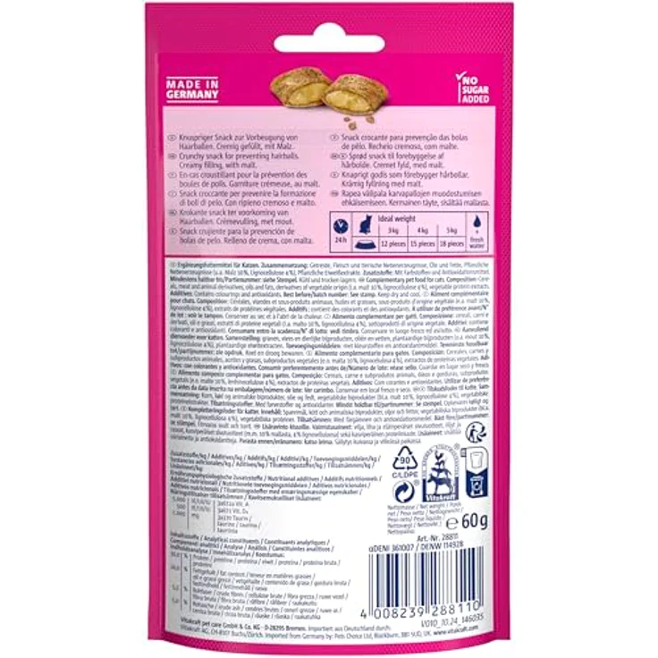 Vitakraft Katzensnack Crispy Crunch mit Malz, 4x60g, für gesunde Haarballen-Vorbeugung – Bild 7