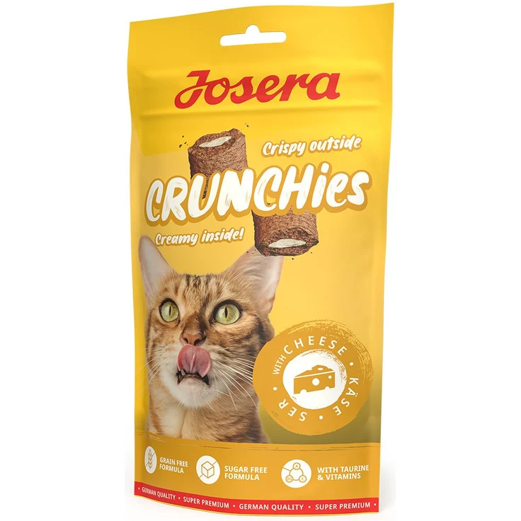 Josera Crunchies with Cheese, Katzensnack mit cremiger Füllung, getreidefrei, 60g