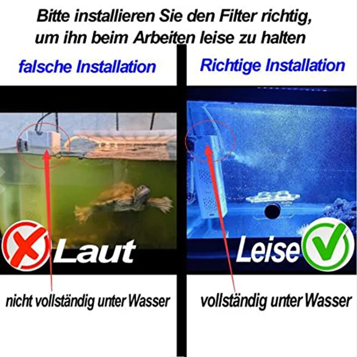 OsAtNb Leise Aquarium Innenfilter 4in1, 500-1800L/H mit 2 Filterschwämmen, Wasserpumpe, Sauerstoffbelüftung und Wave Maker für 20L-1500L Aquarien (15W, 1000L/H) – Bild 3