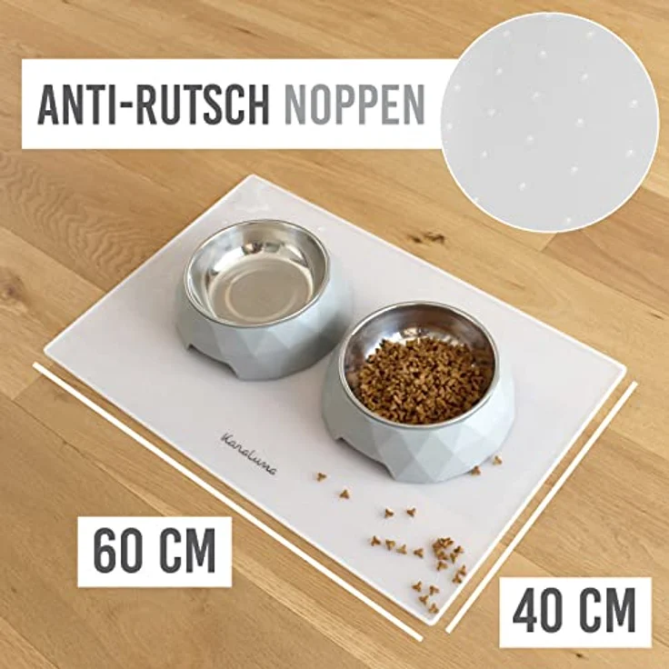 KaraLuna Premium Silikon Napfunterlage 60 x 40 cm, transparent, rutschfest und wasserfest, ideal für Hunde und Katzen – Bild 5