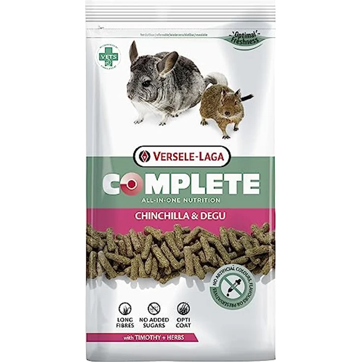 Versele-Laga Complete Chinchilla & Degu, Extrudiertes Alleinfutter mit langen Fasern und Omega 3, 1,75kg – Bild 1
