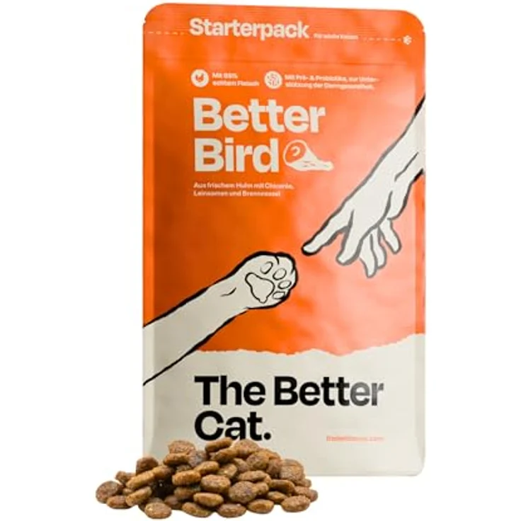 The Better Cat Super Premium Trockenfutter für Katzen - Getreidefreies Katzenfutter mit hohem Fleischanteil, ohne Zucker, mit Probiotika (400g, Huhn) – Bild 1