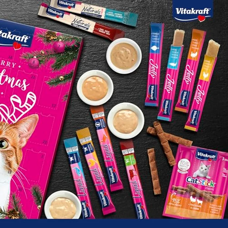 Vitakraft Adventskalender für Katzen, 24 leckere Snacks für Weihnachten 2025, 363g, für alle Altersstufen – Bild 2