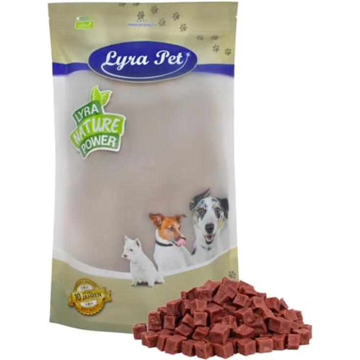 Lyra Pet® Pferdefleischwürfel 1 kg, fettarmer Hundefutter Snack, schonend getrocknet, proteinreiche Kausnacks für Hunde
