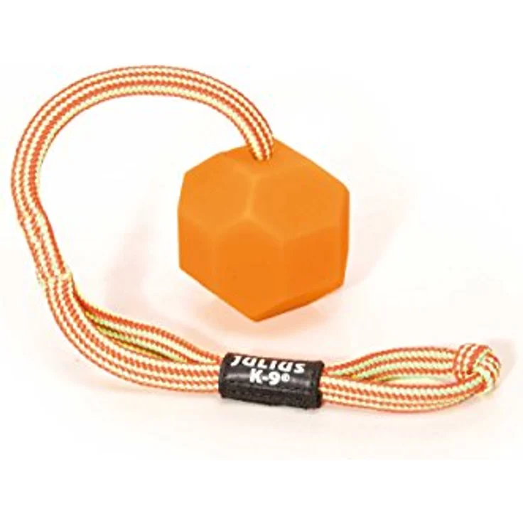 JULIUS K-9 IDC Neon fluoreszierender Ball mit Schnur, 60 mm, orange, aus Silikongummi – Bild 1