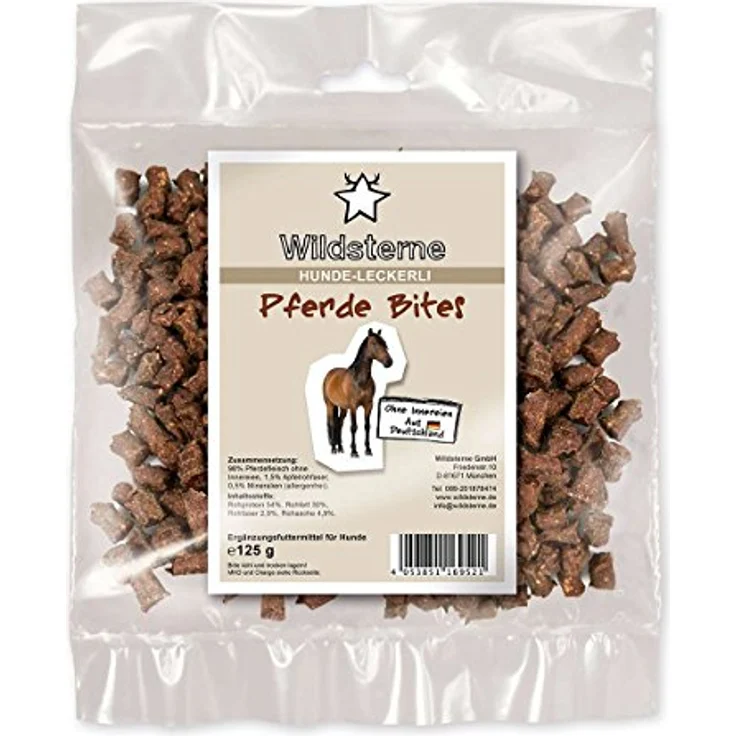 Wildsterne Hundeleckerli Bites Pferd 125 g, Monoprotein aus 98% Muskelfleisch, getreidefrei, hypoallergen, ohne Zusatzstoffe – Bild 2