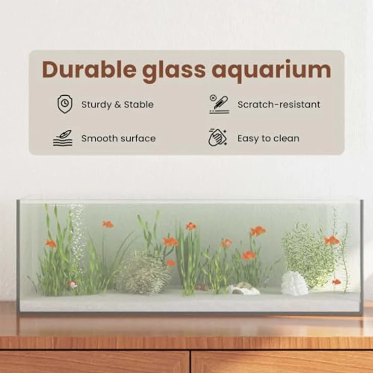 vidaXL Aquarium Transparent 60 x 20 x 20 cm, rechteckiges Glasbecken mit modernem Design für Zuhause und Büro, pflegeleicht und stabil – Bild 4