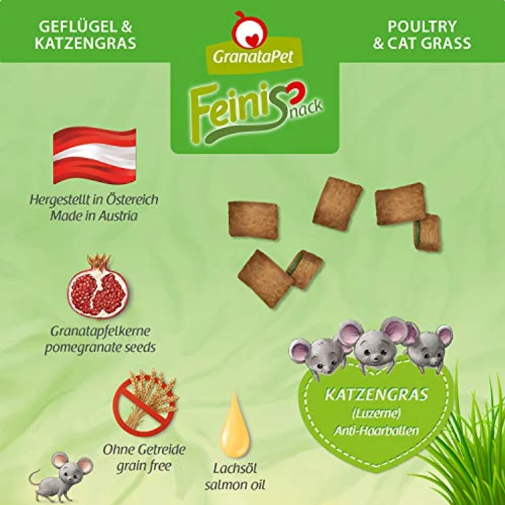 GranataPet Katzensnack Feinis Geflügel und Katzengras, getreidefrei, 50g gegen Haarballenbildung – Bild 5