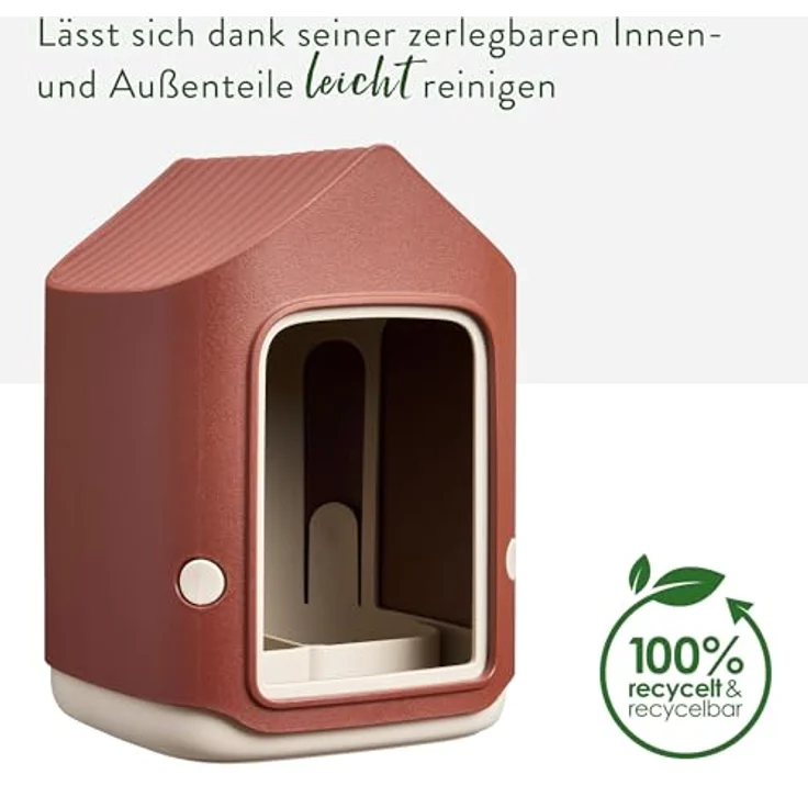 elho Cosy Bird Feeder 18cm, Vogelfutterhaus und Vogeltränke aus 100% recyceltem Plastik, Rot/Toskanisches Rot, L17.6 x B18 x H23 cm – Bild 3