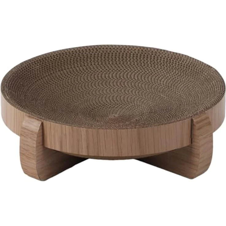 Flamingo Kratzkarton Lico, stabiler Kratzplatz für Katzen mit Katzenminze, braun, 38 x 38 x 9,5 cm – Bild 4