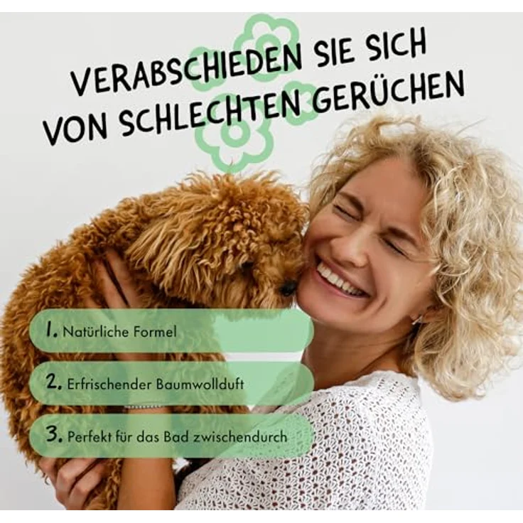 BELLY® Deodorant für Hunde, 250ml, frisches Baumwollaroma, neutralisiert Gerüche, pH neutral, vegan und tierversuchsfrei – Bild 4