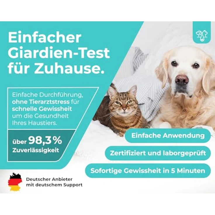 The Home Pet Lab Giardien Schnelltest für Hund & Katze, Laborgeprüft, 10 Tests, einfache Anwendung mit Anleitung in Deutsch und Englisch – Bild 2