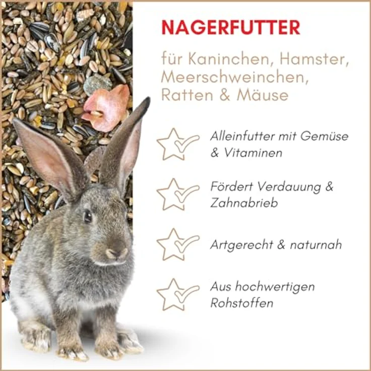 Supravit Nagerfutter, Premium Kleintierfutter 5kg für Hamster, Kaninchen, Meerschweinchen & Ratten, natürlicher Mix ohne Zucker, hohe Rohfaseranteil, reich an Vitaminen – Bild 2