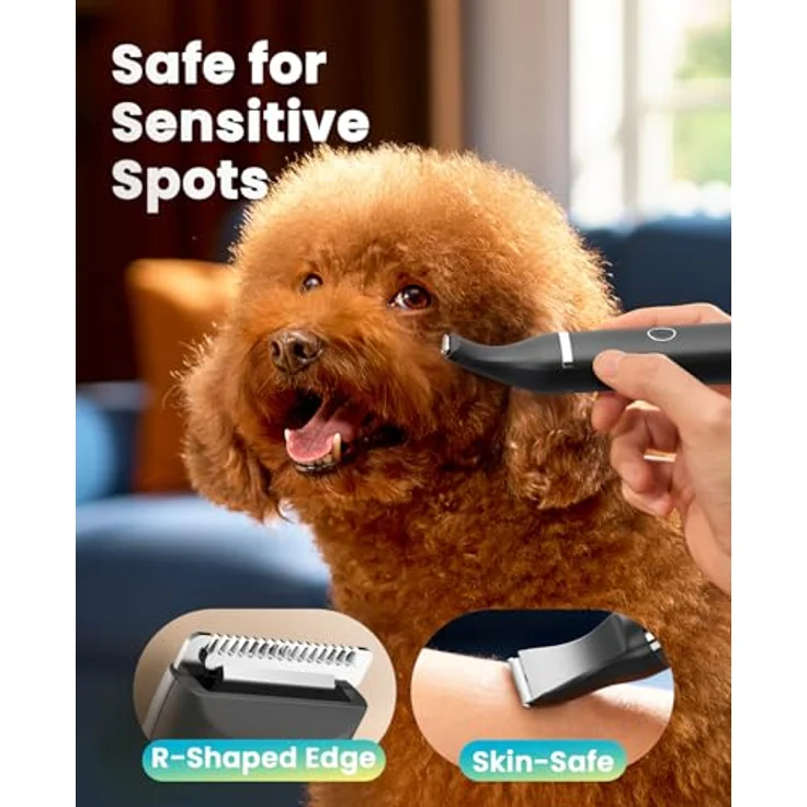oneisall Hundeschermaschine, Leise Pfotentrimmer für Hunde und Katzen, schnurlos und vibrationsarm, Schwarz – Bild 4
