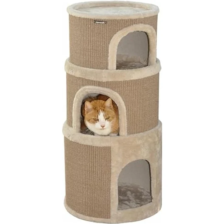 nanook Kratzbaum Kratztonne Spieltonne Luna braun, 89 x 38 cm mit Langflor-Plüsch, stabil und kratzfest, mit Plüsch Liegefläche - Preisvergleich – Bild 3