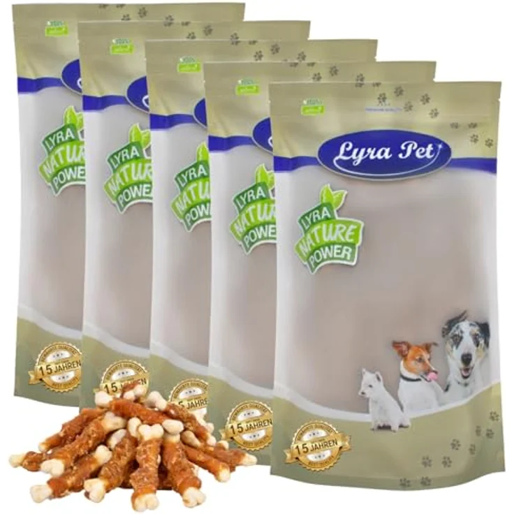 Lyra Pet® 5 kg Calciumknochen mit Hühnerbruststreifen, fettarmer Kausnack für Hunde, proteinreiche Belohnung – Bild 1