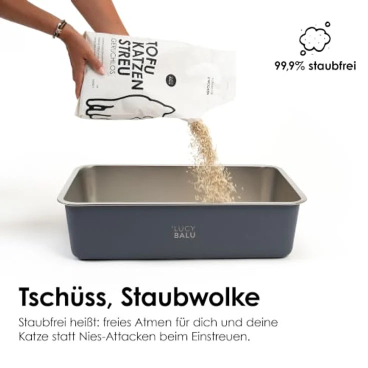 LucyBalu® TOFU Katzenstreu klumpend, staubarm, spülbar – Lavendel, geruchsbindend – Bild 2