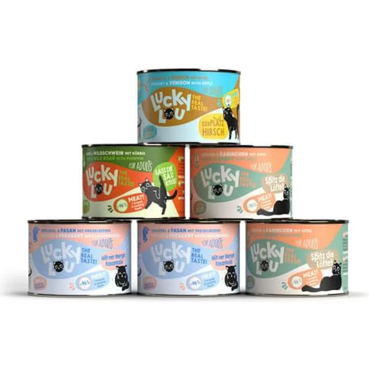 Lucky Lou Lifestage Adult Wild-Mix, Katzen-Nassfutter Mixpaket ohne Getreide und Zucker, 6x200g – Bild 2