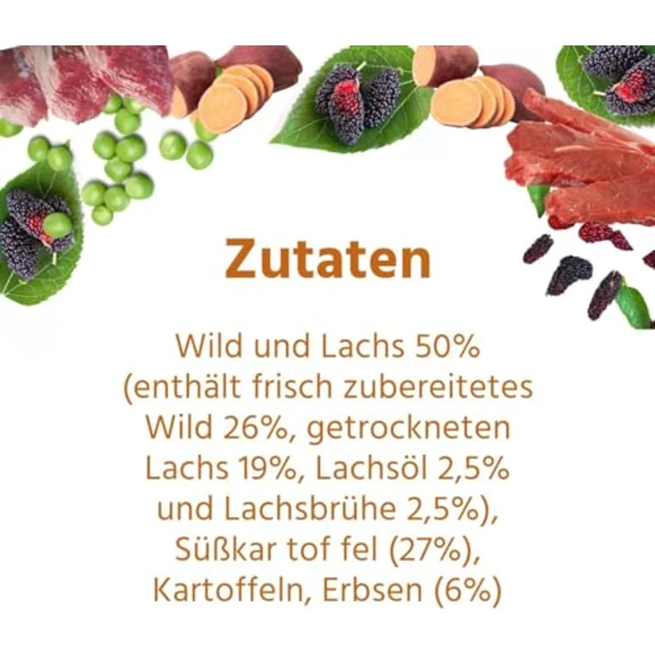 Wildfang® Hundefutter Premium Trockenfutter, Getreidefrei mit 50 % Wild & Lachs, 2 kg, mit Süßkartoffel und Maulbeeren – Bild 4