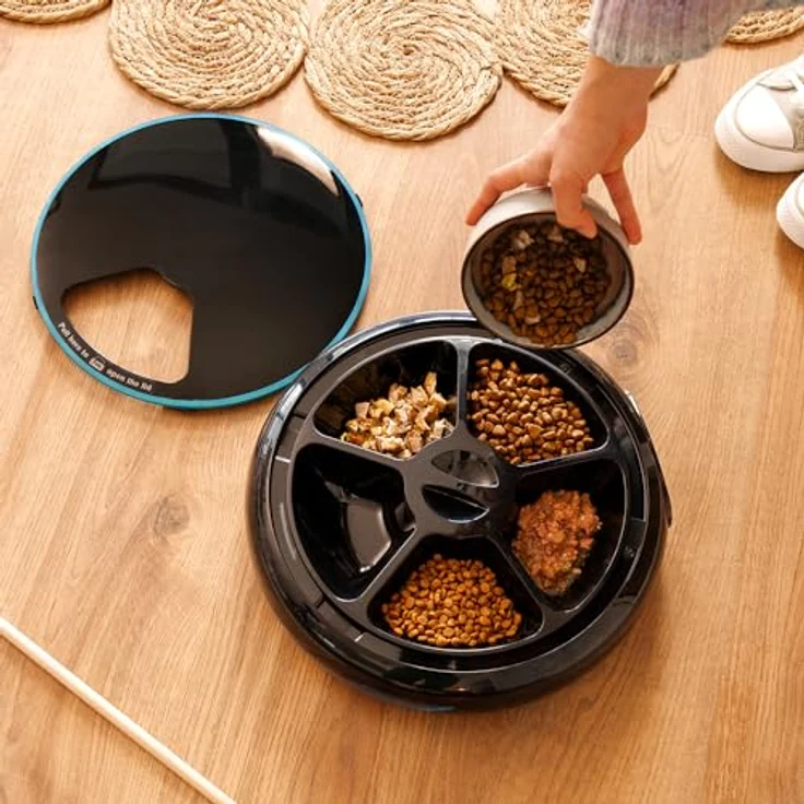 Cecotec Pumba 1600 Purrfect Meal, Automatischer Futterautomat für Haustiere mit 1,6 l Fassungsvermögen, 4 Fächern, LED-Anzeige, Timer und Sprachrekorder – Bild 3