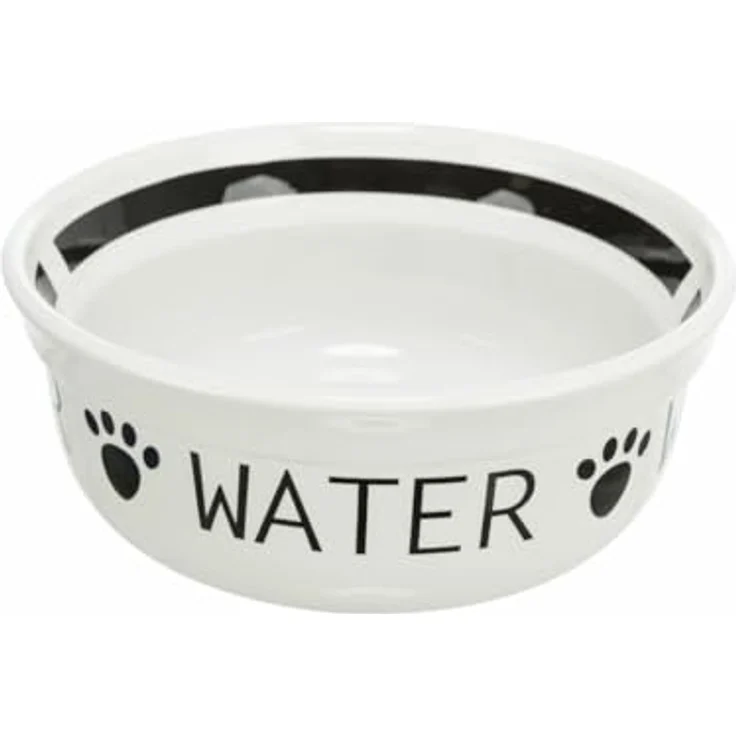 TRIXIE Futterstation, Keramiknapf mit 0,25 l Volumen und Ø 13 cm, weiß/schwarz für Hunde und Katzen – Bild 1