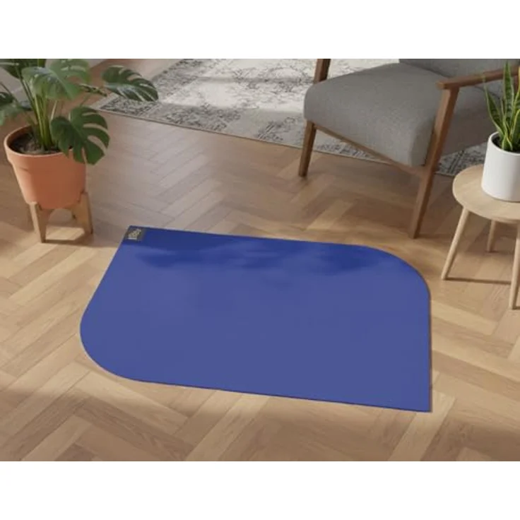 SANOZOO® Napfunterlage „Blatt“, beidseitig rutschfest & waschbar, für Hund & Katze, Blau 60 x 90 cm, Made in Germany – Bild 1
