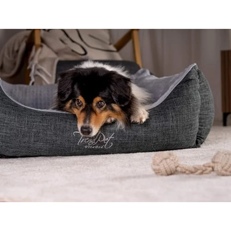 TrendPet VitaBed grau, Orthopädisches Premium Hundebett mit 5 cm Memoryschaum Matratze, waschbarer Bezug (100x90cm) – Bild 4