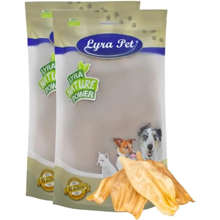 Lyra Pet® 200 Rinderohren, 4 kg naturbelassene Hundesnacks, proteinreiche Belohnung zur Zahnreinigung