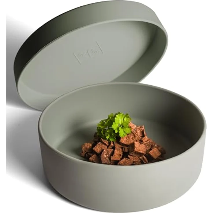 ne&no® Silikon Hundenapf 1200 ml mit Deckel, luftdicht und rutschfest für kleine und mittelgroße Hunde, eleganter Untersetzer inklusive – Bild 1