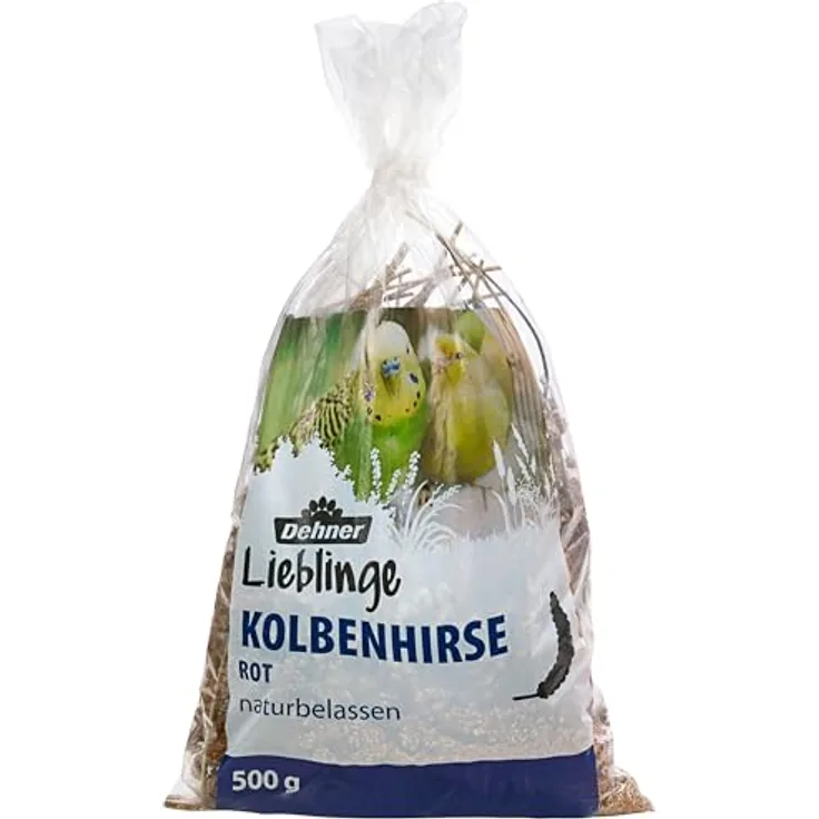 Dehner Kolbenhirse, rot, 500 g – sonnengereift und naturbelassenes Vogelfutter für Vögel und Nager